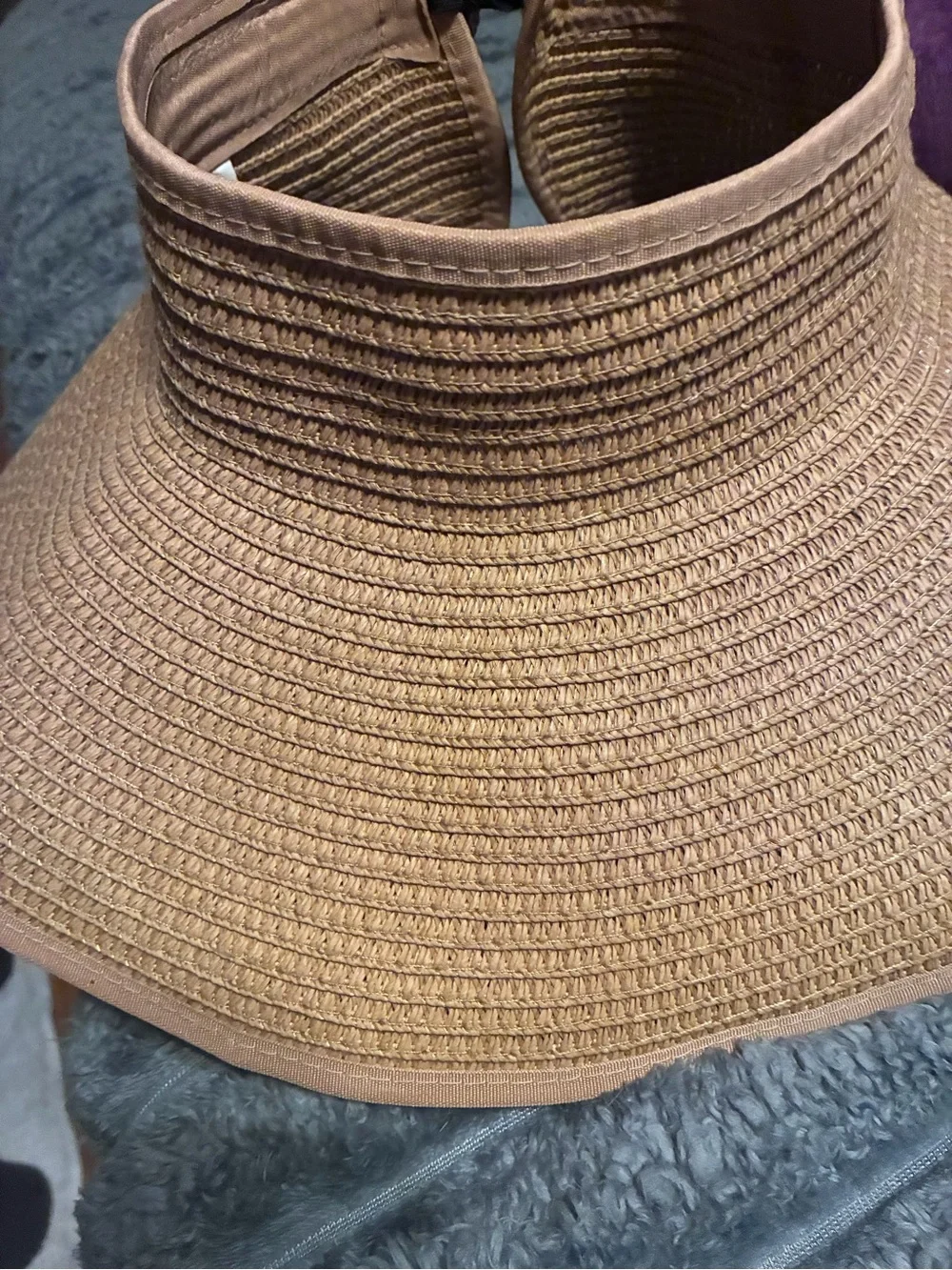 Women's Straw Visor Hat with Bow - Mustard